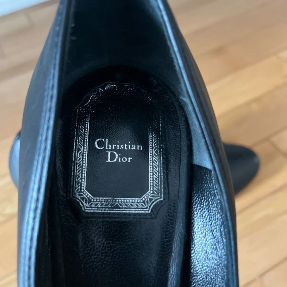 Vintage Dior Black Leather Heels with Silver Accents - Picture 5 of 5